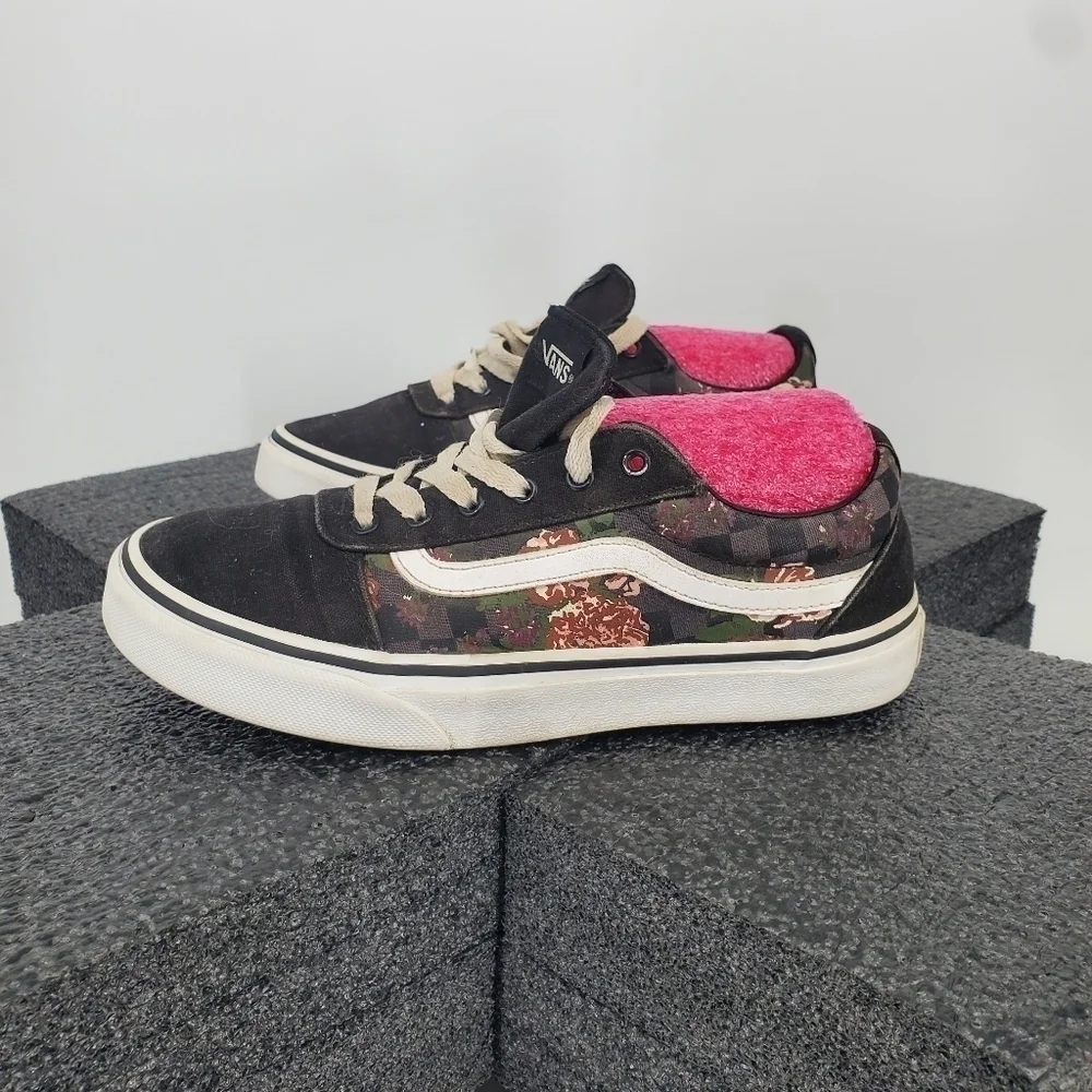 Vans Old Skool 508731 Low Top Black Floral Sneakers Size 4 Missy Youth Shoes